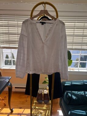 Sanctuary White Textured Henley Blouse